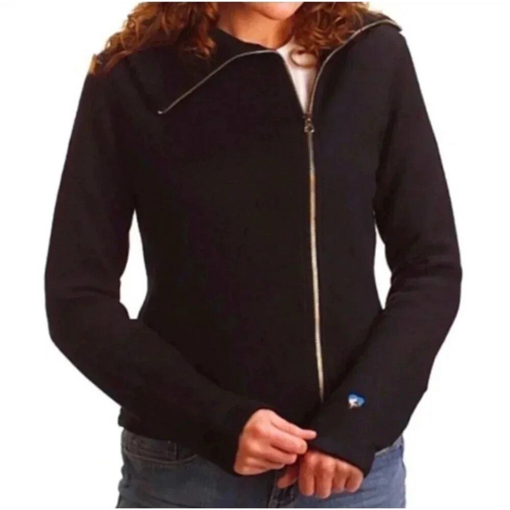 KÜHL 100% Merino Wool Black Full-Zip Jacket Women’s Size Small Classic
